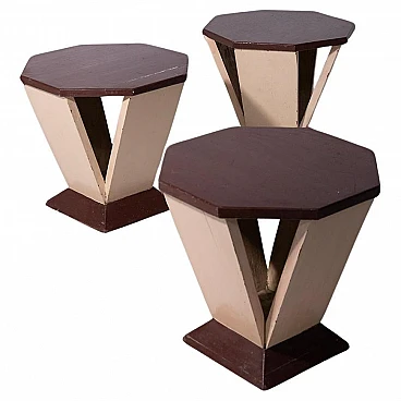 3 Tavolino futuristi in legno, anni '20