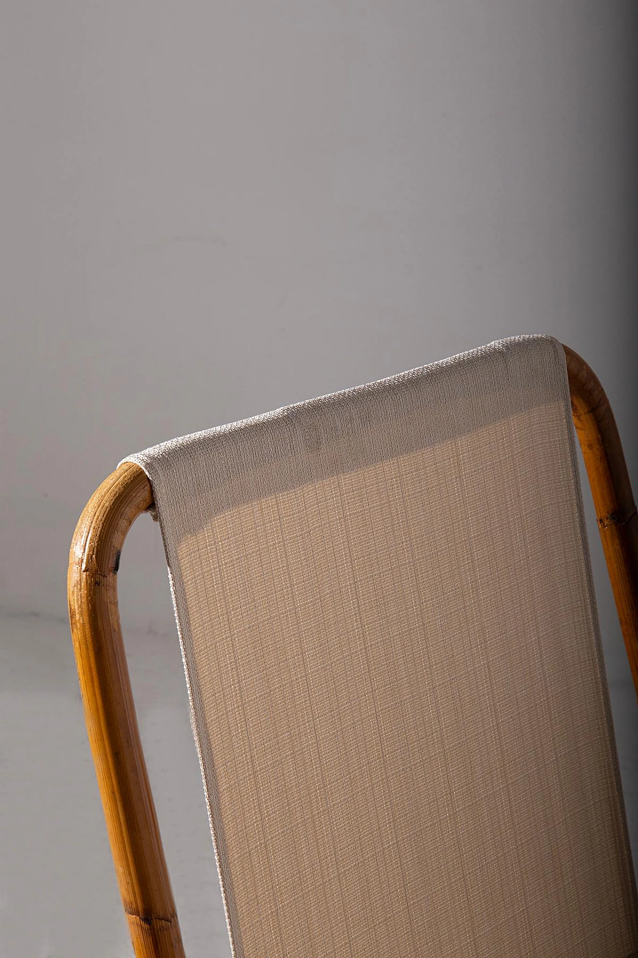 Pair of bamboo and jute folding chairs, 1950s 6