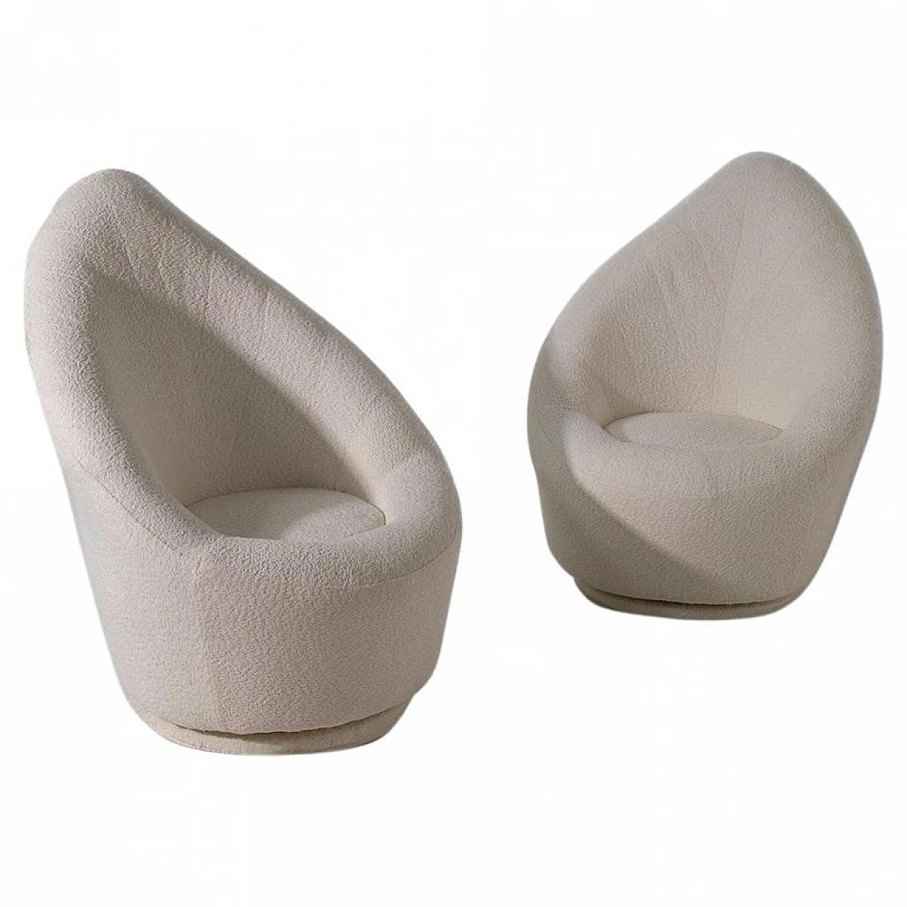 Pair of leaf-shaped bouclè armchairs, 1960s 1