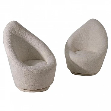 Pair of leaf-shaped bouclè armchairs, 1960s