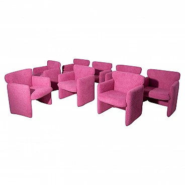 8 Pink S148 armchairs by Eugenio Gerli for Tecno, 1980s
