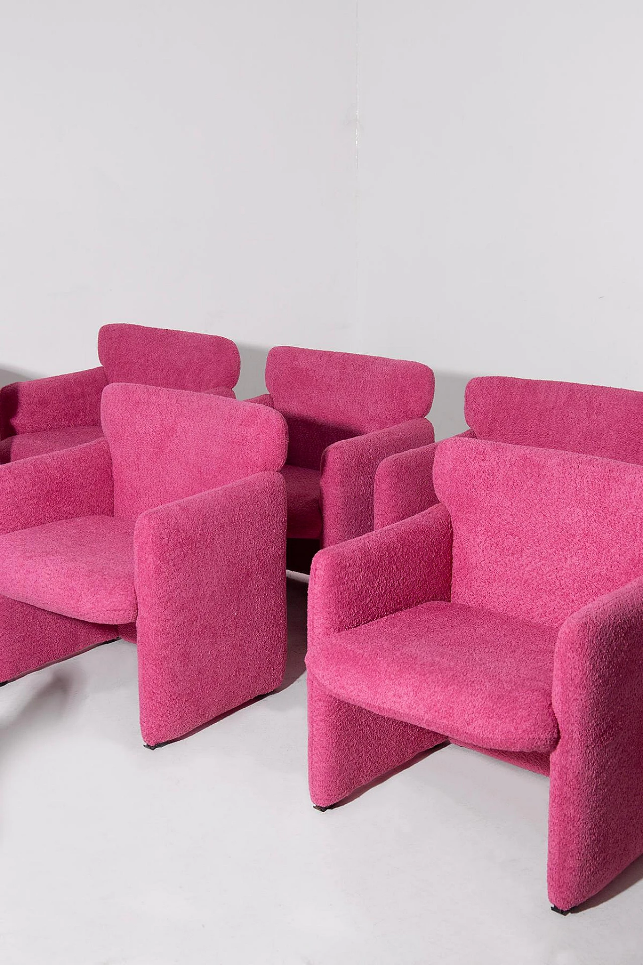 8 Pink S148 armchairs by Eugenio Gerli for Tecno, 1980s 3