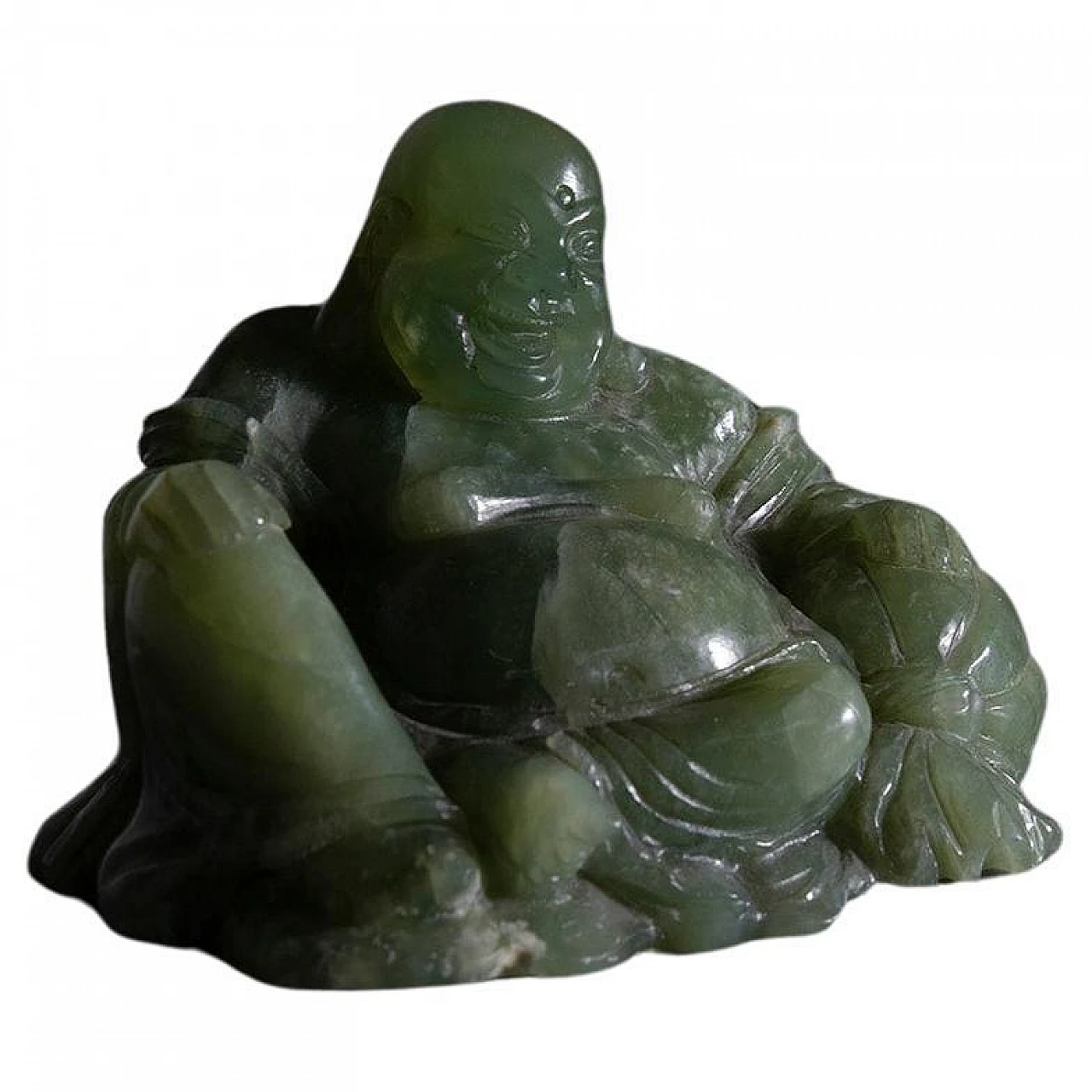 Buddha, scultura cinese in giada verde, anni '50 1