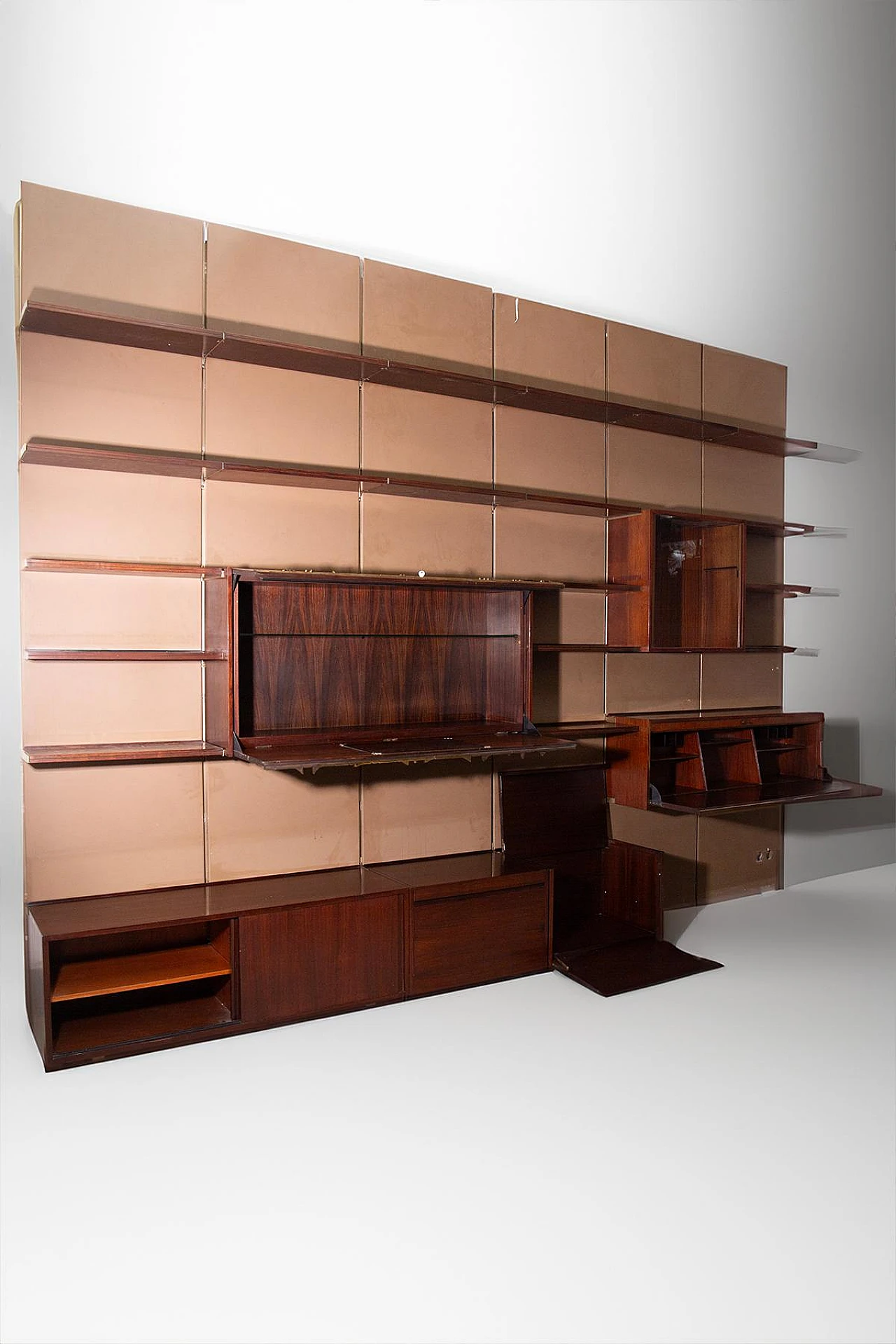 Bookcase by O. Borsani for Tecno with artwork by A. Pomodoro, 1970s 3