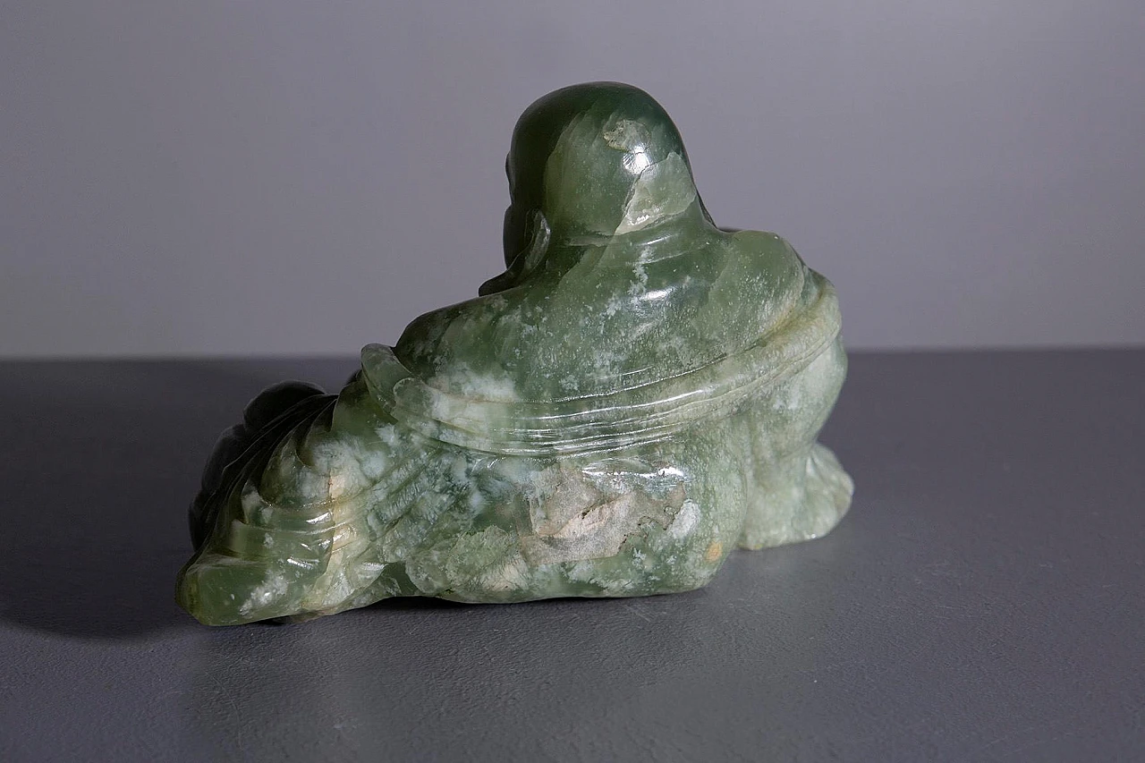 Buddha, scultura cinese in giada verde, anni '50 3