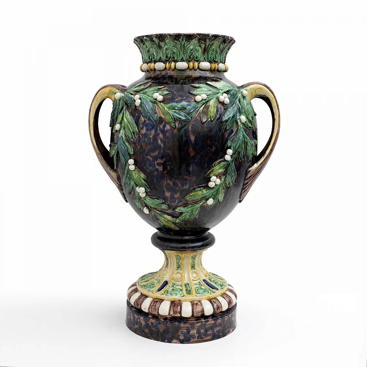 Palissy majolica vase with mistletoe, 1880 7