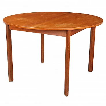Tavolo tondo allungabile impiallacciato in teak di ISA, anni '60