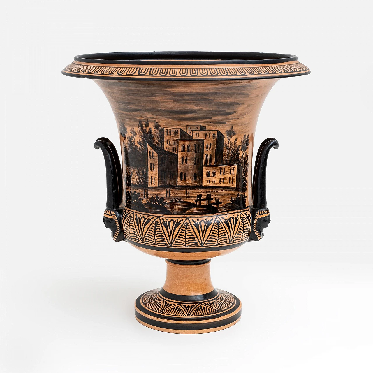 Terracotta crater vase by Manifattura Giustiniani, mid-19th century 2