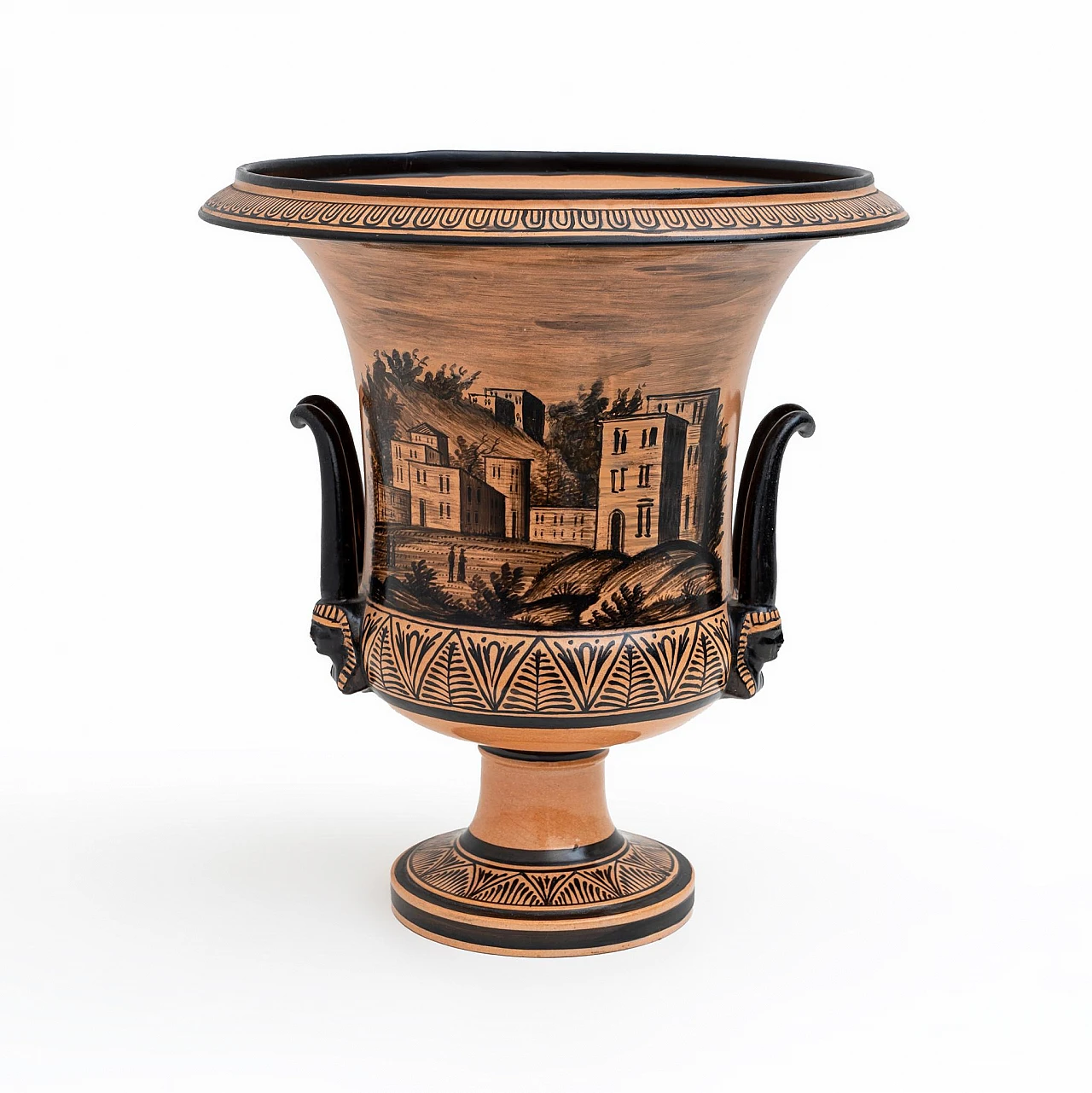 Terracotta crater vase by Manifattura Giustiniani, mid-19th century 4