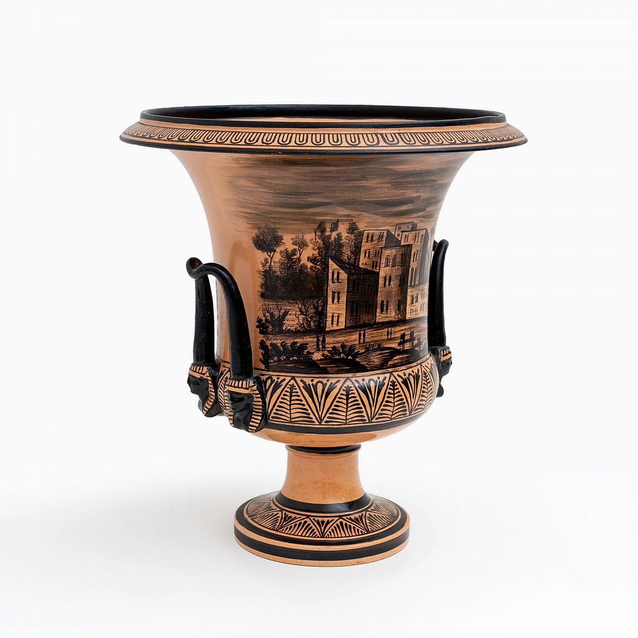 Terracotta crater vase by Manifattura Giustiniani, mid-19th century 5