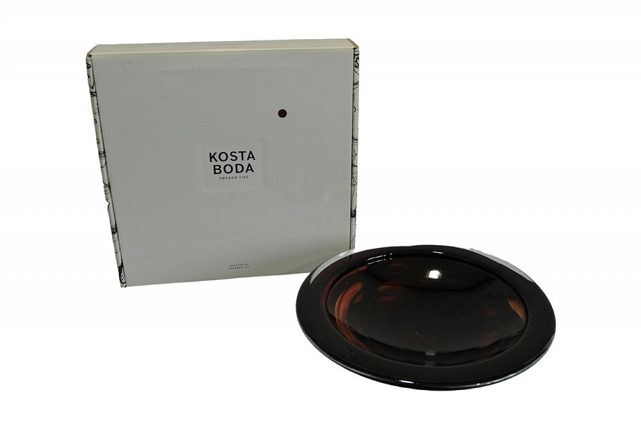 Brown glass centerpiece plate by Kosta Boda, 1980s 4