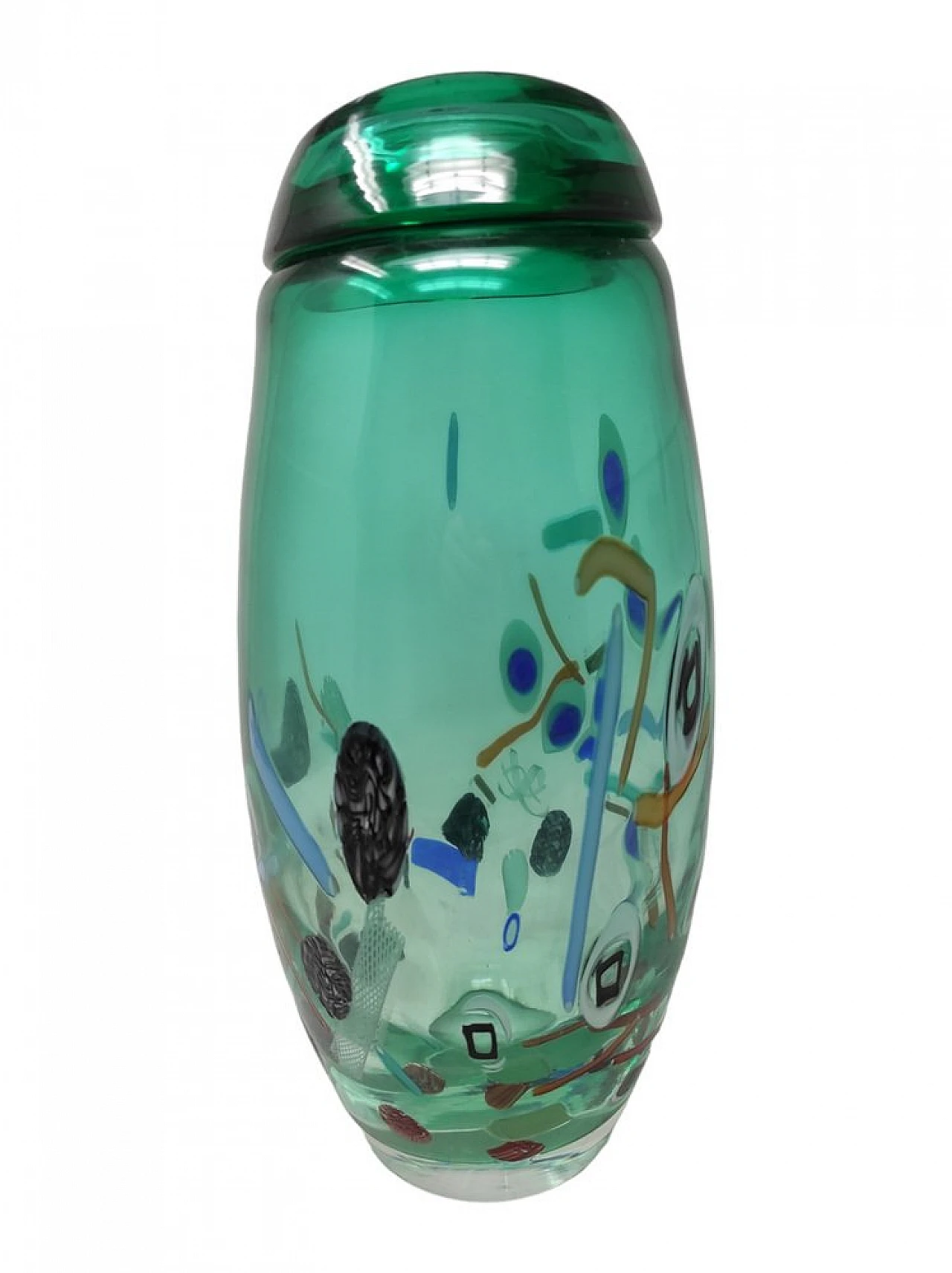 Teal Murano glass vase by M. Costantini, 1998 2