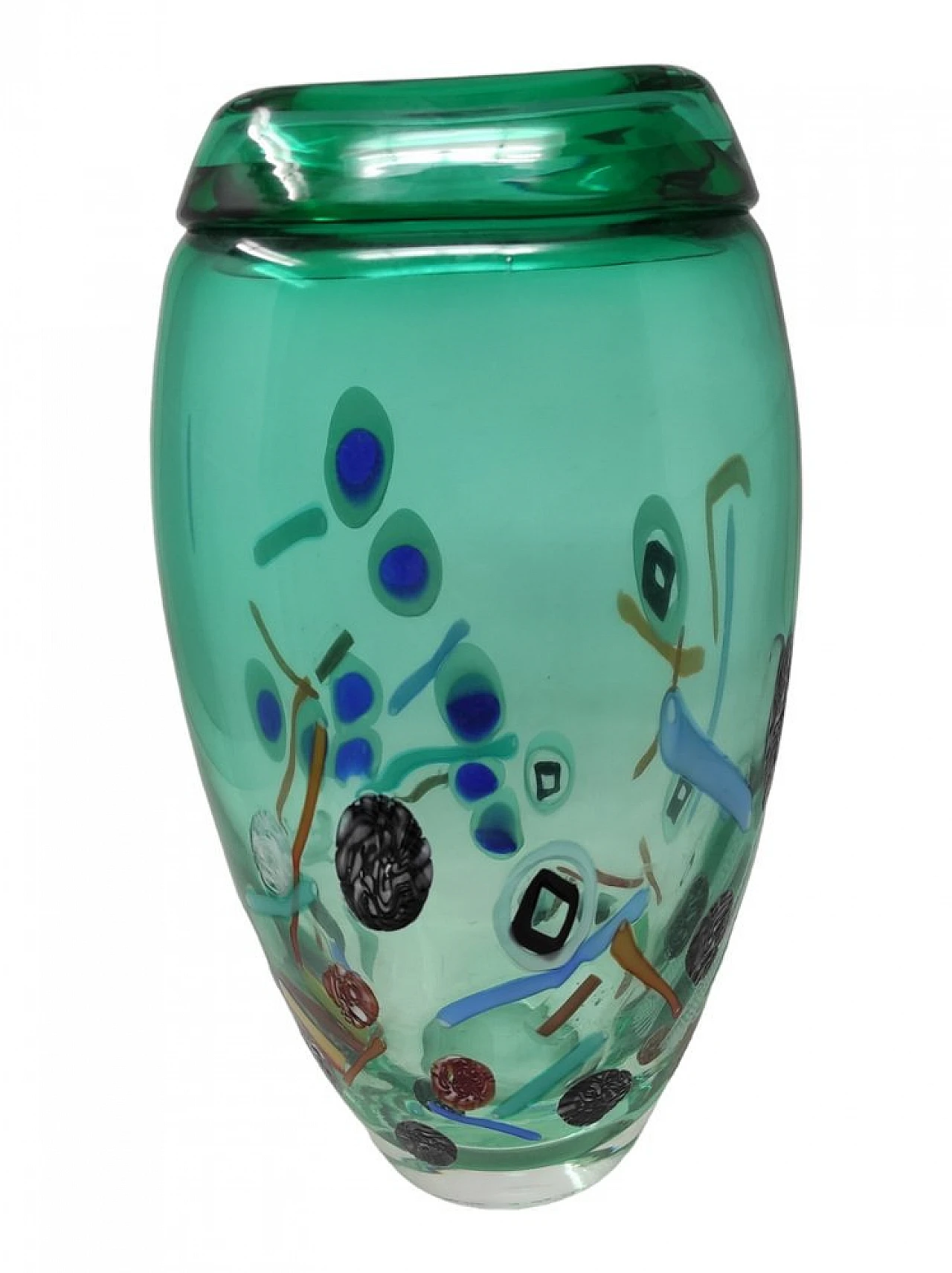 Teal Murano glass vase by M. Costantini, 1998 3