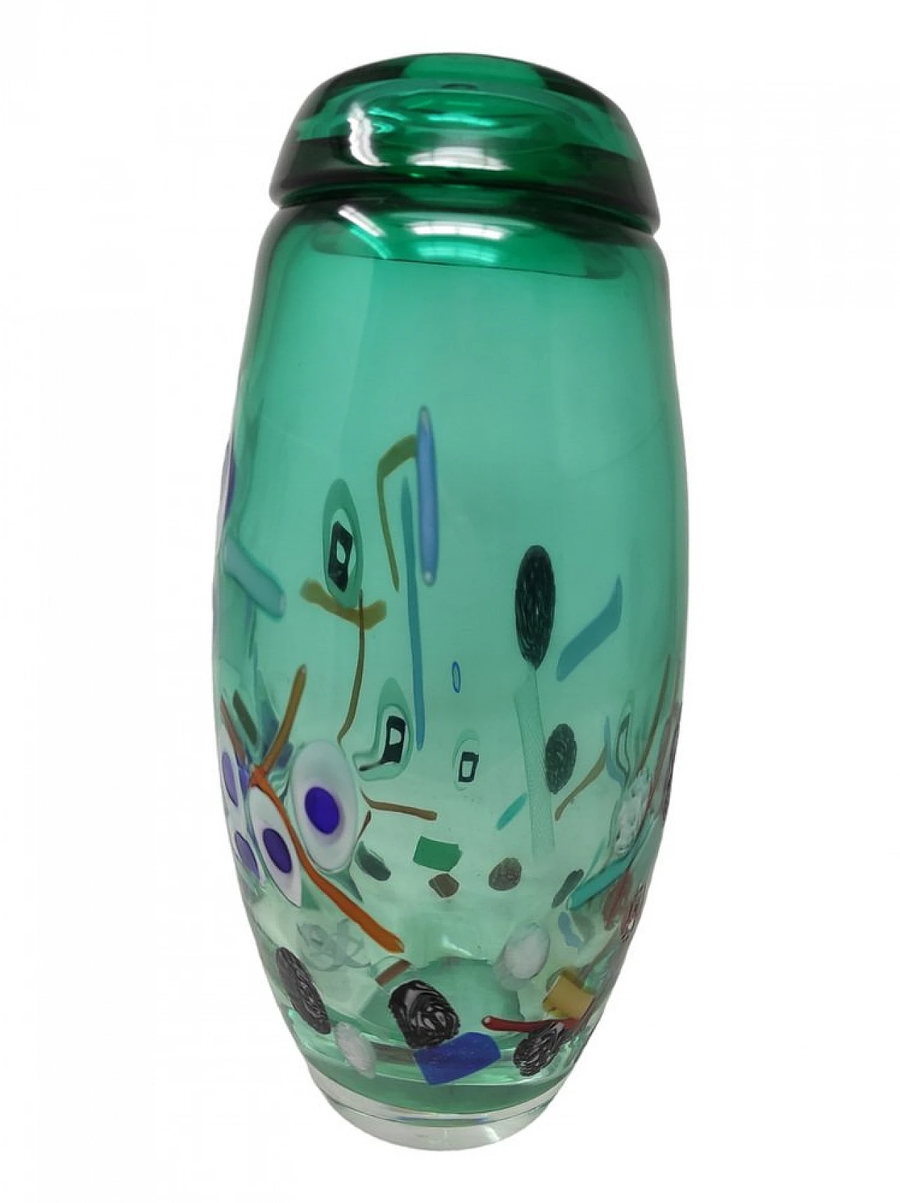 Teal Murano glass vase by M. Costantini, 1998 4