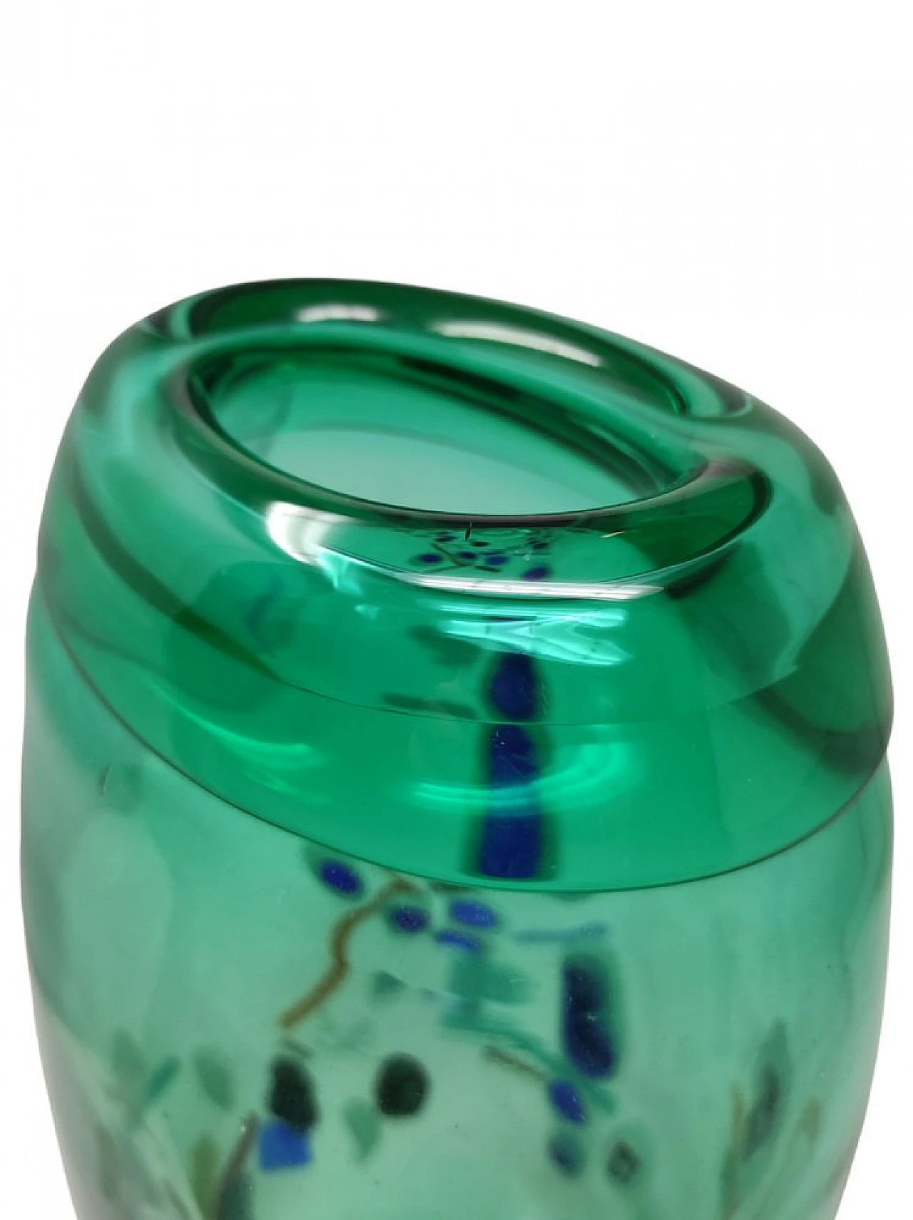 Teal Murano glass vase by M. Costantini, 1998 5
