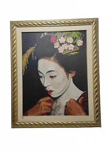 Antonio Sciacca, Portrait of Geisha, oil on canvas, 1990s