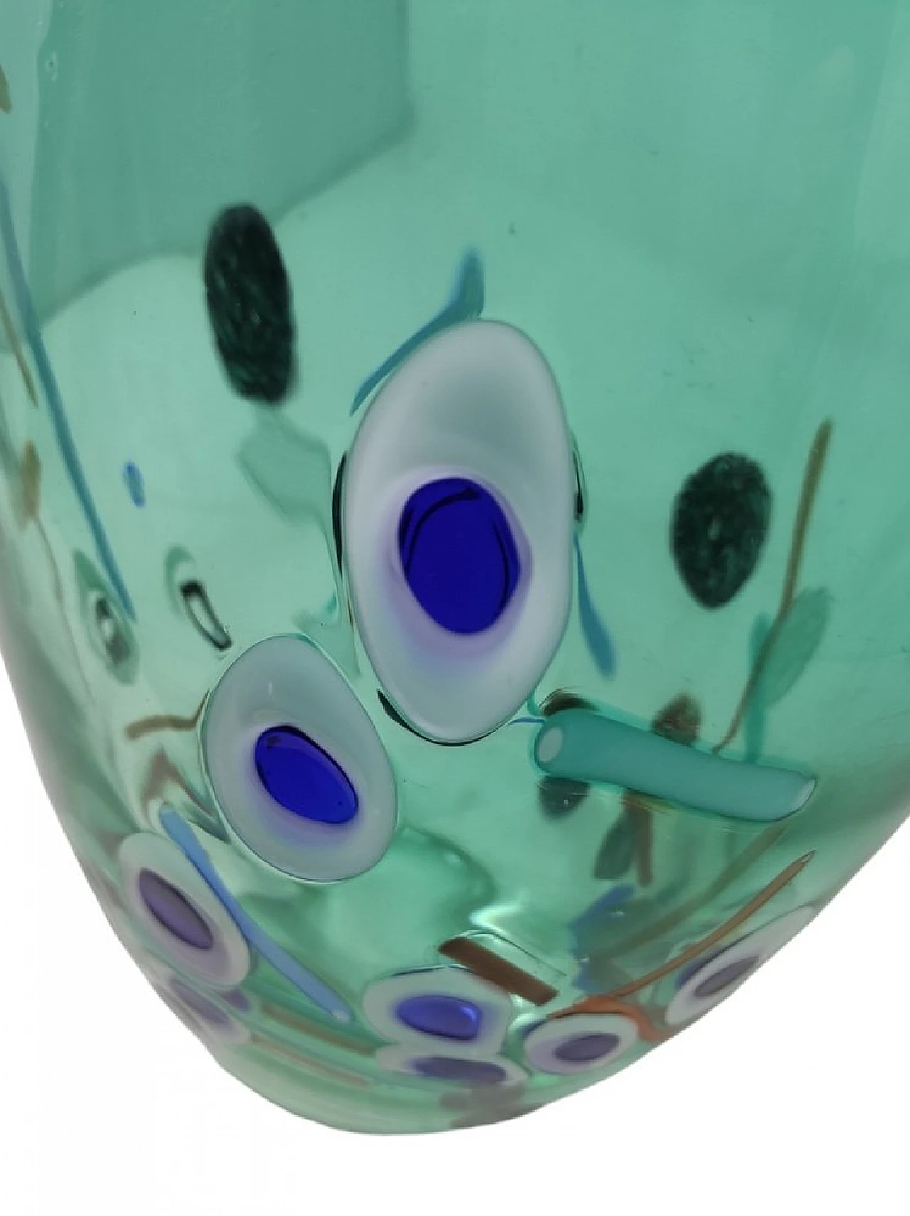 Teal Murano glass vase by M. Costantini, 1998 7