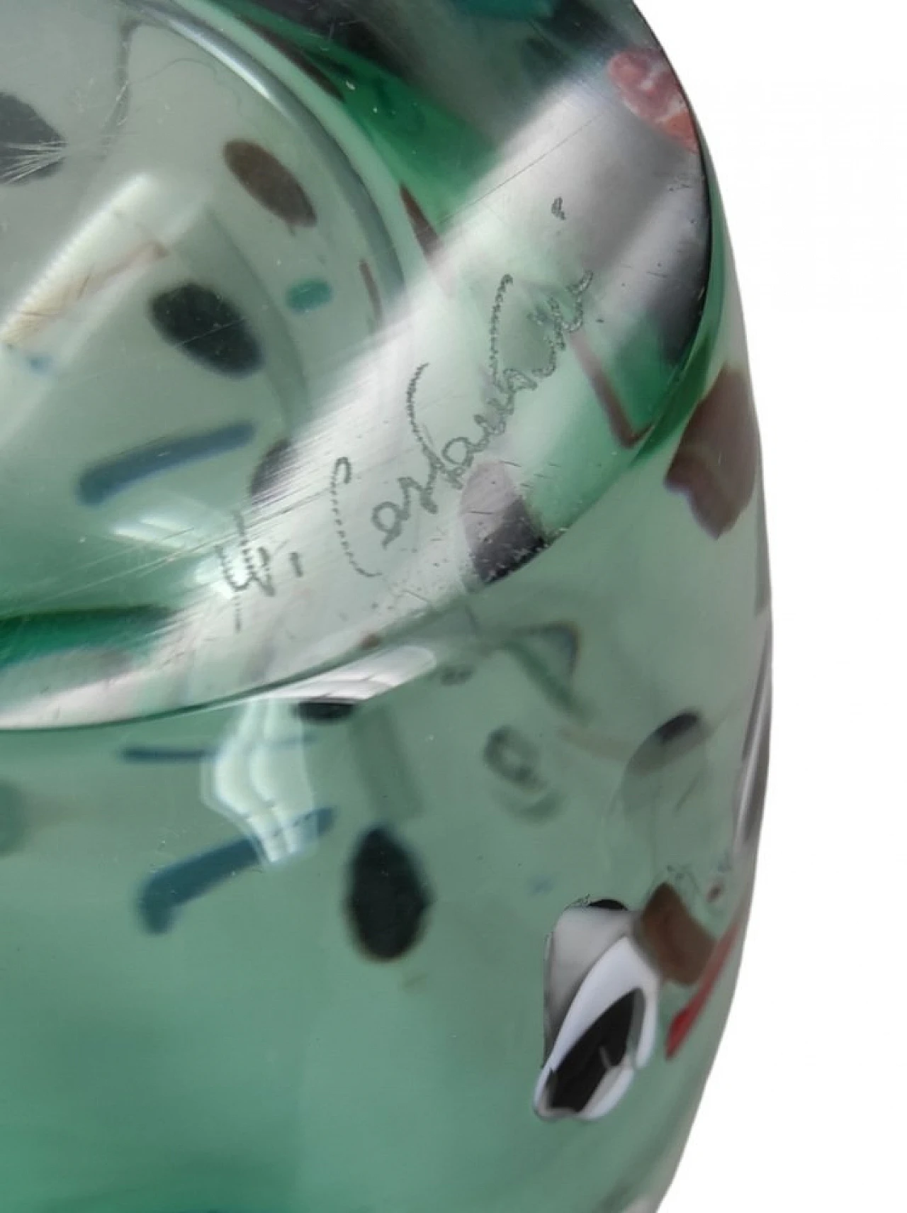 Teal Murano glass vase by M. Costantini, 1998 9
