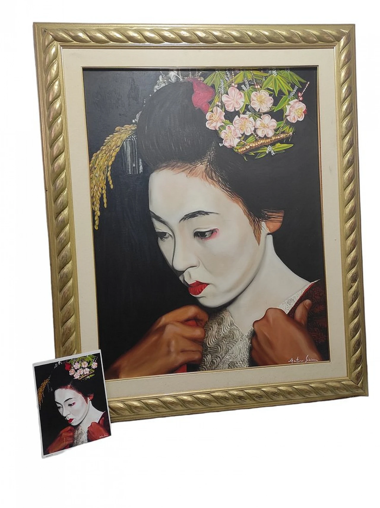 Antonio Sciacca, Portrait of Geisha, oil on canvas, 1990s 7