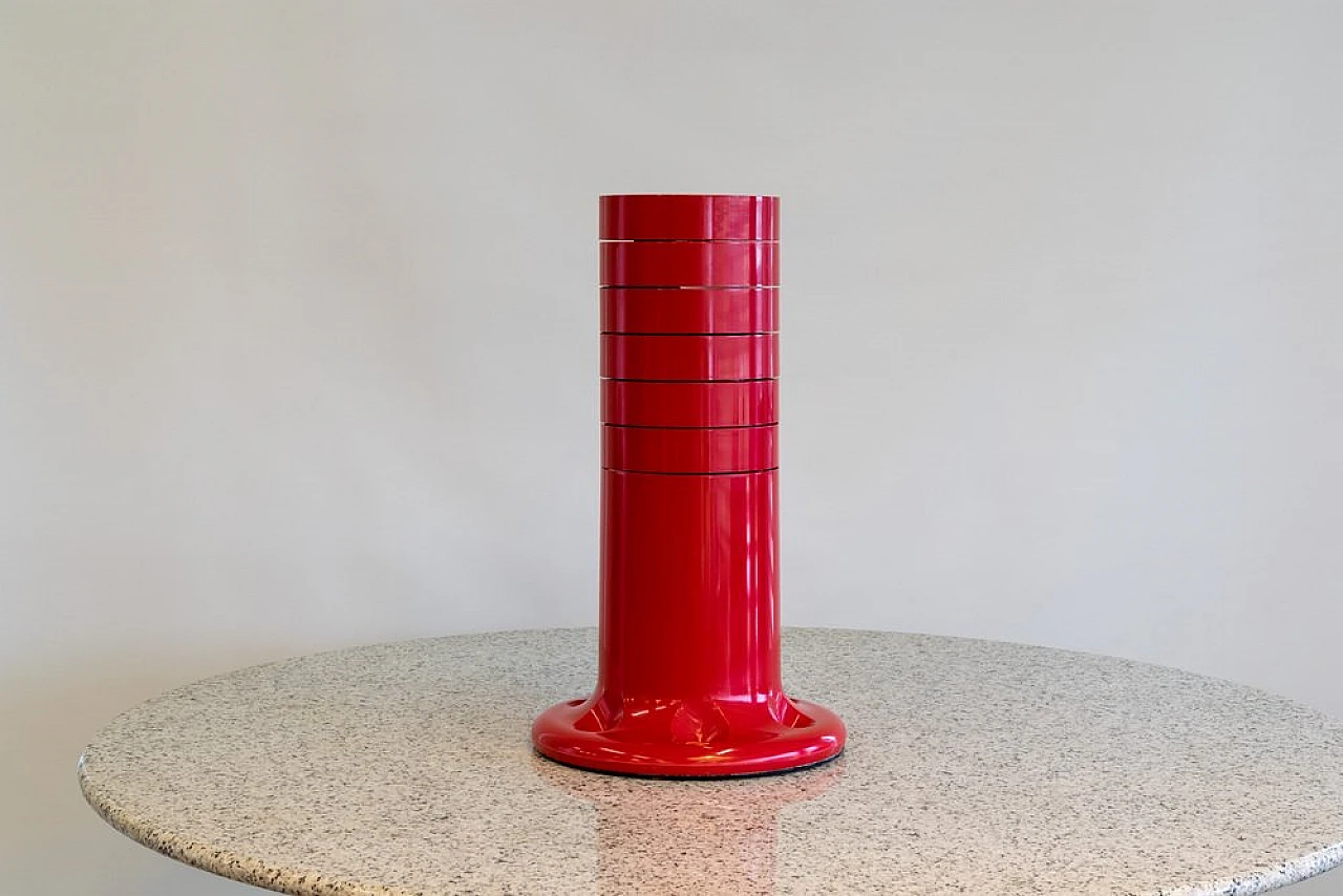 Red Pluvium spiral umbrella stand by G. Piretti for A. Castelli, 1970s 1