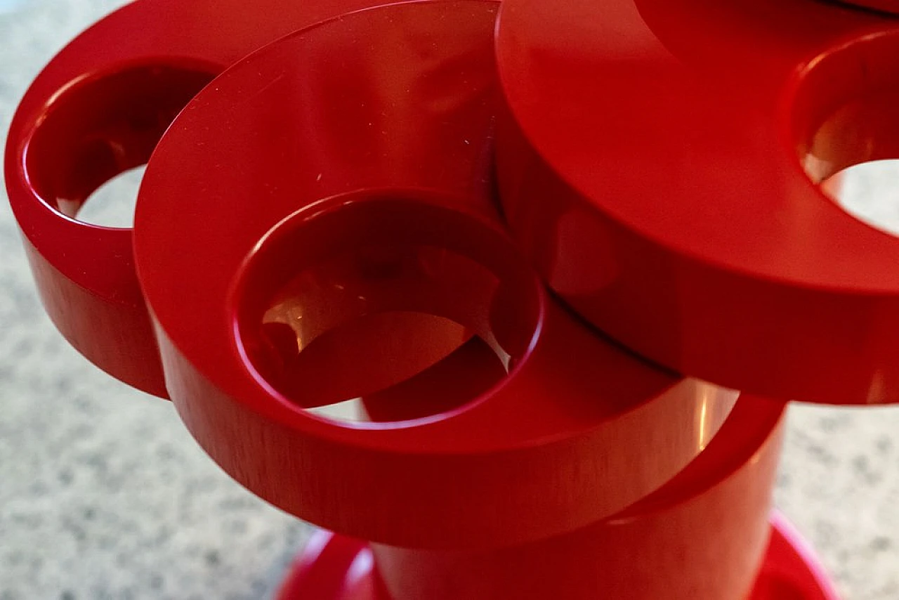 Red Pluvium spiral umbrella stand by G. Piretti for A. Castelli, 1970s 2