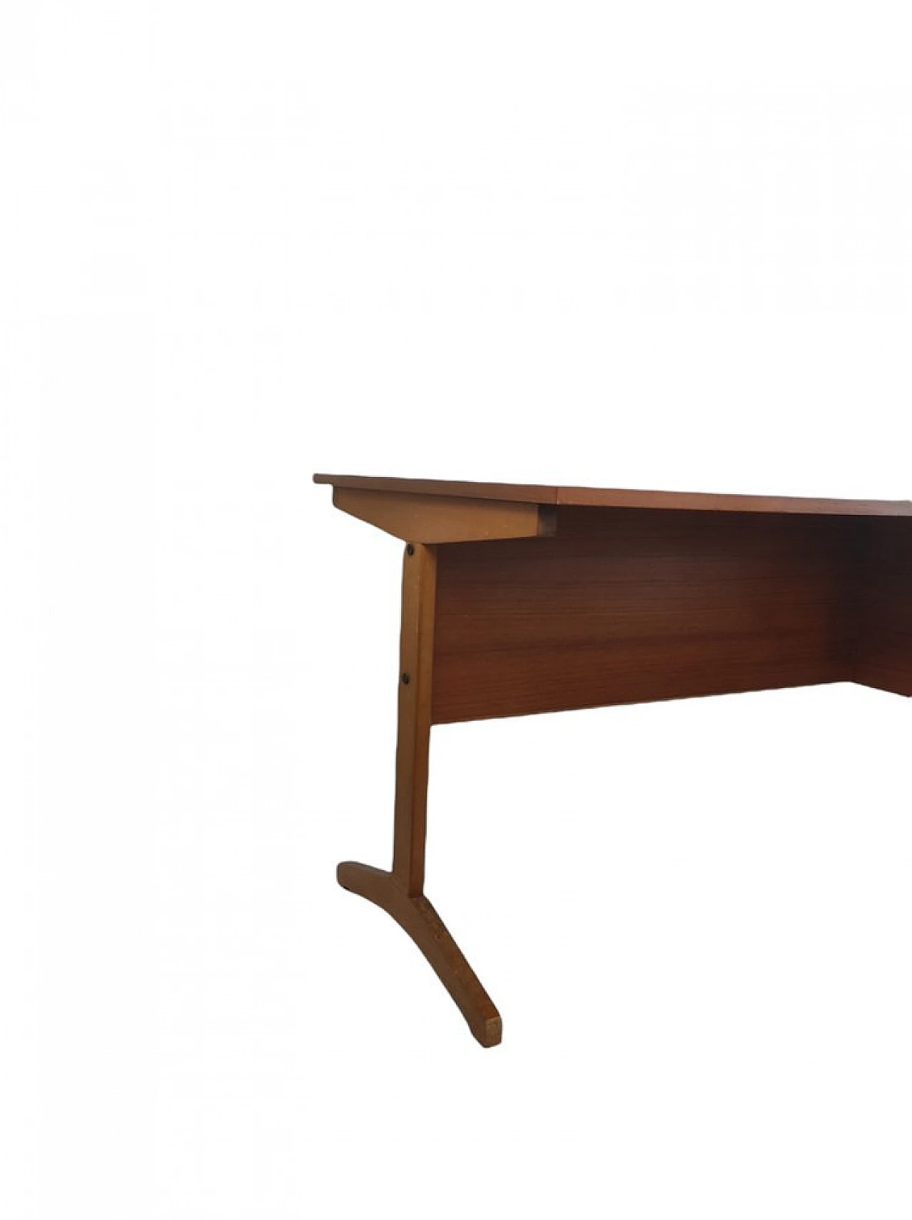 Teak desk with 3 lateral drawers, 1970s 4