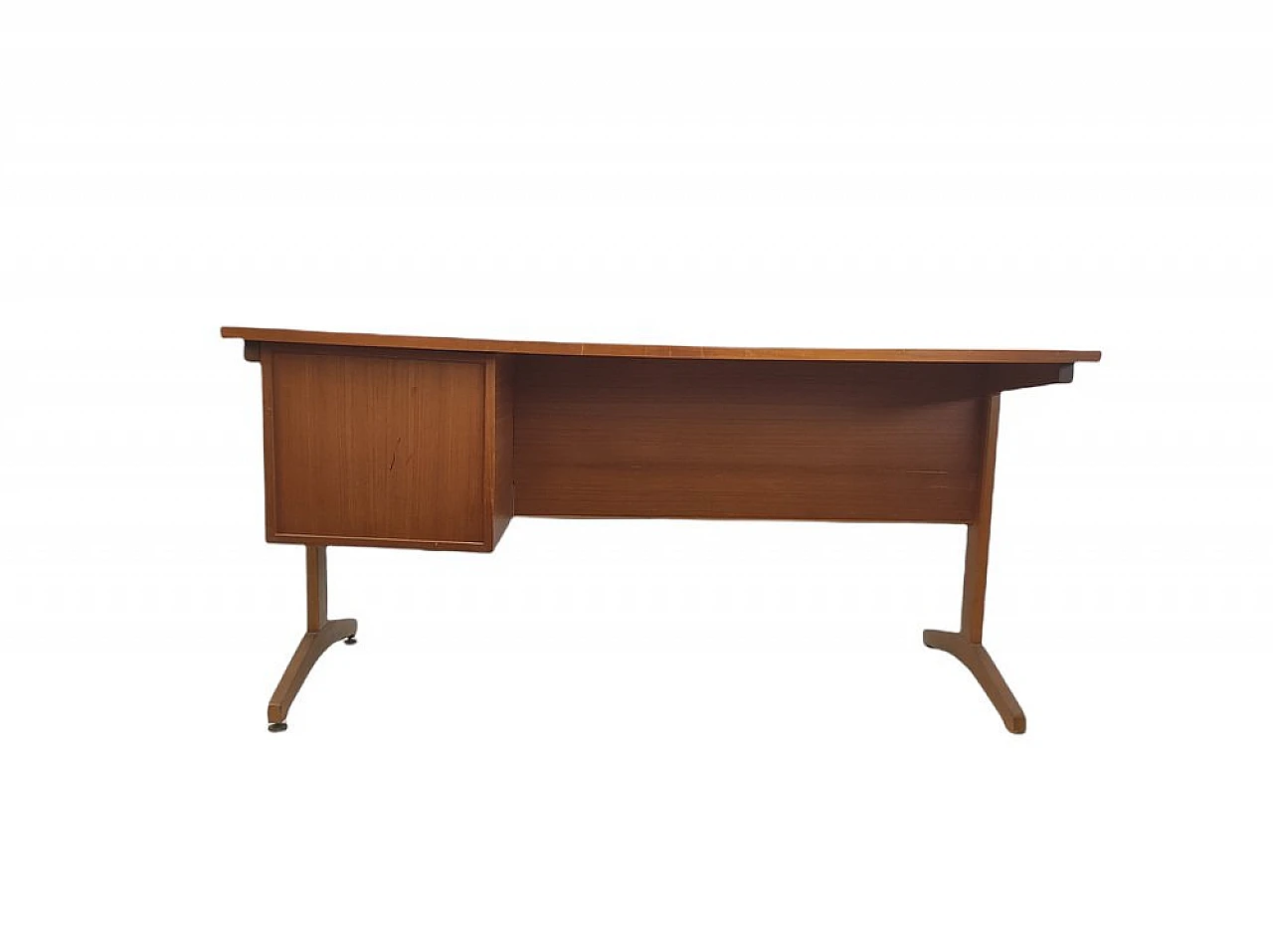 Teak desk with 3 lateral drawers, 1970s 7