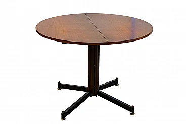 Round extendable dining table in wood and metal, 1950s