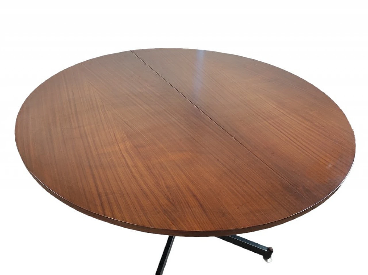 Round extendable dining table in wood and metal, 1950s 4