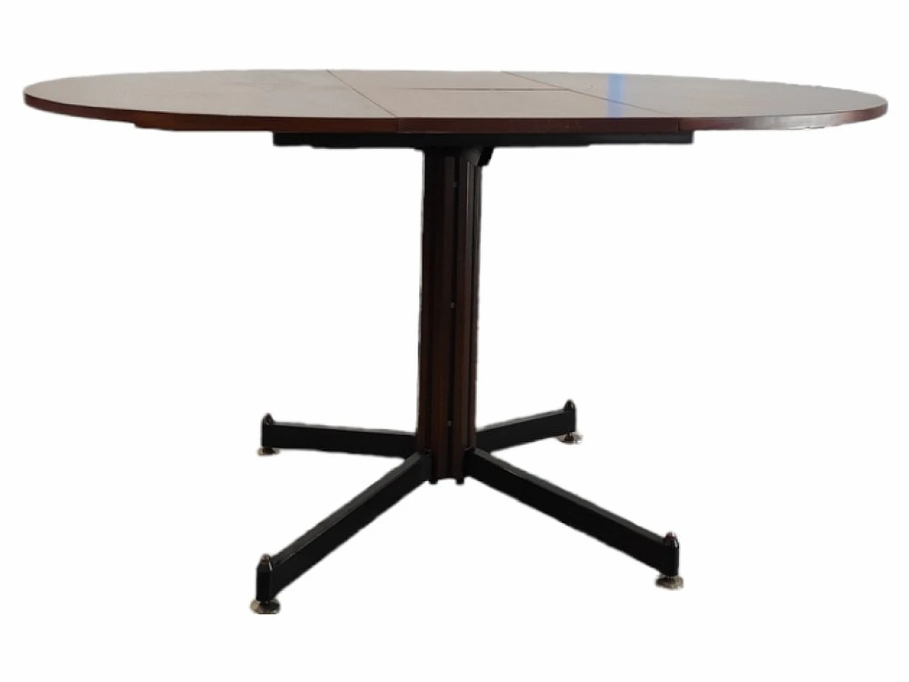 Round extendable dining table in wood and metal, 1950s 8