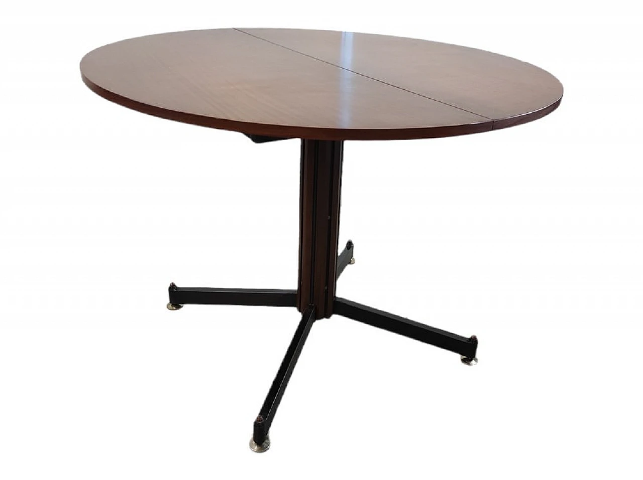 Round extendable dining table in wood and metal, 1950s 9