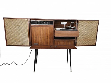 Stereo and record player in wood, brass and metal Philco, 1950s