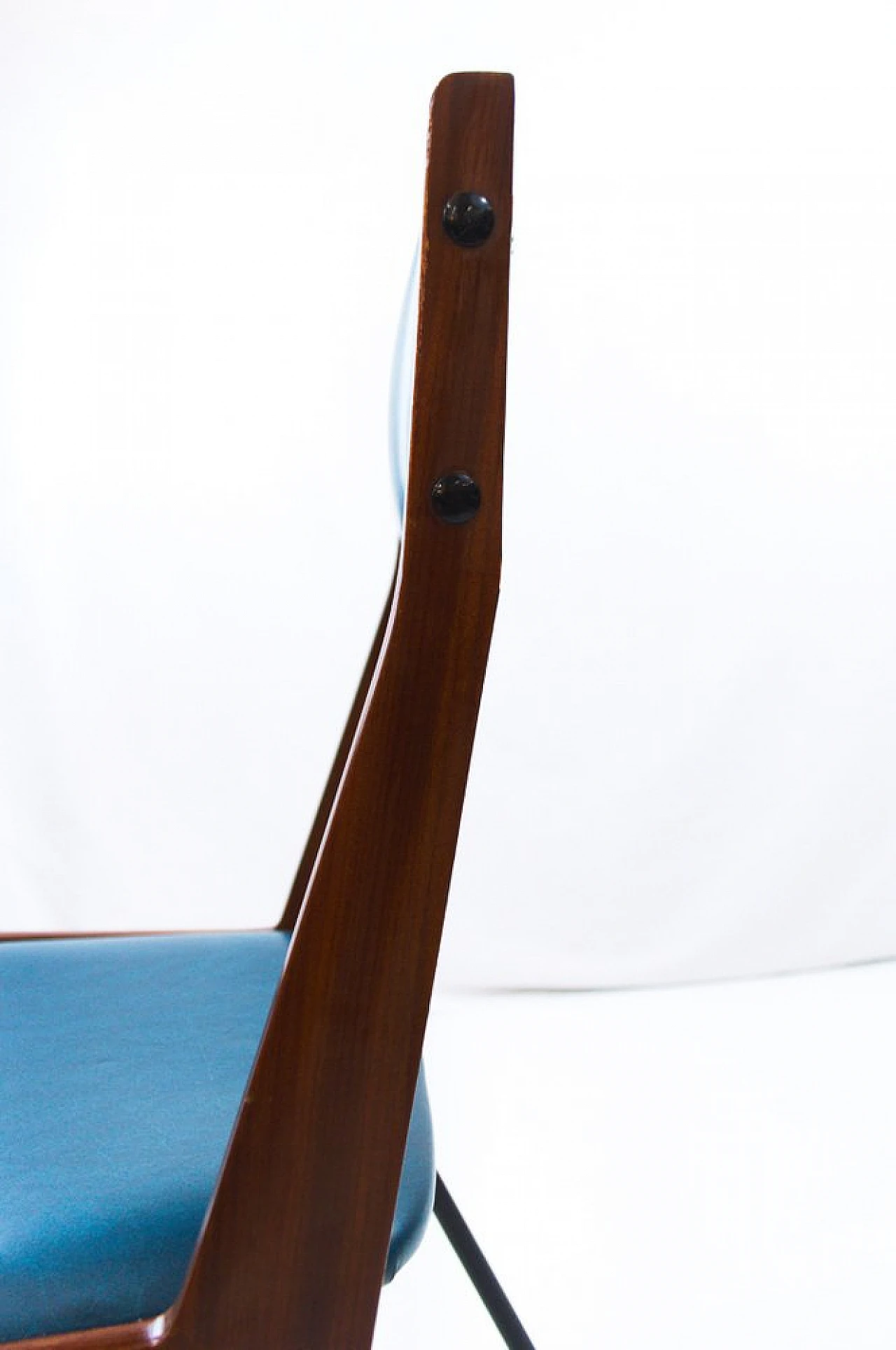 Chair in wood, black metal & blue leatherette by RB Rossana, 1950s 10