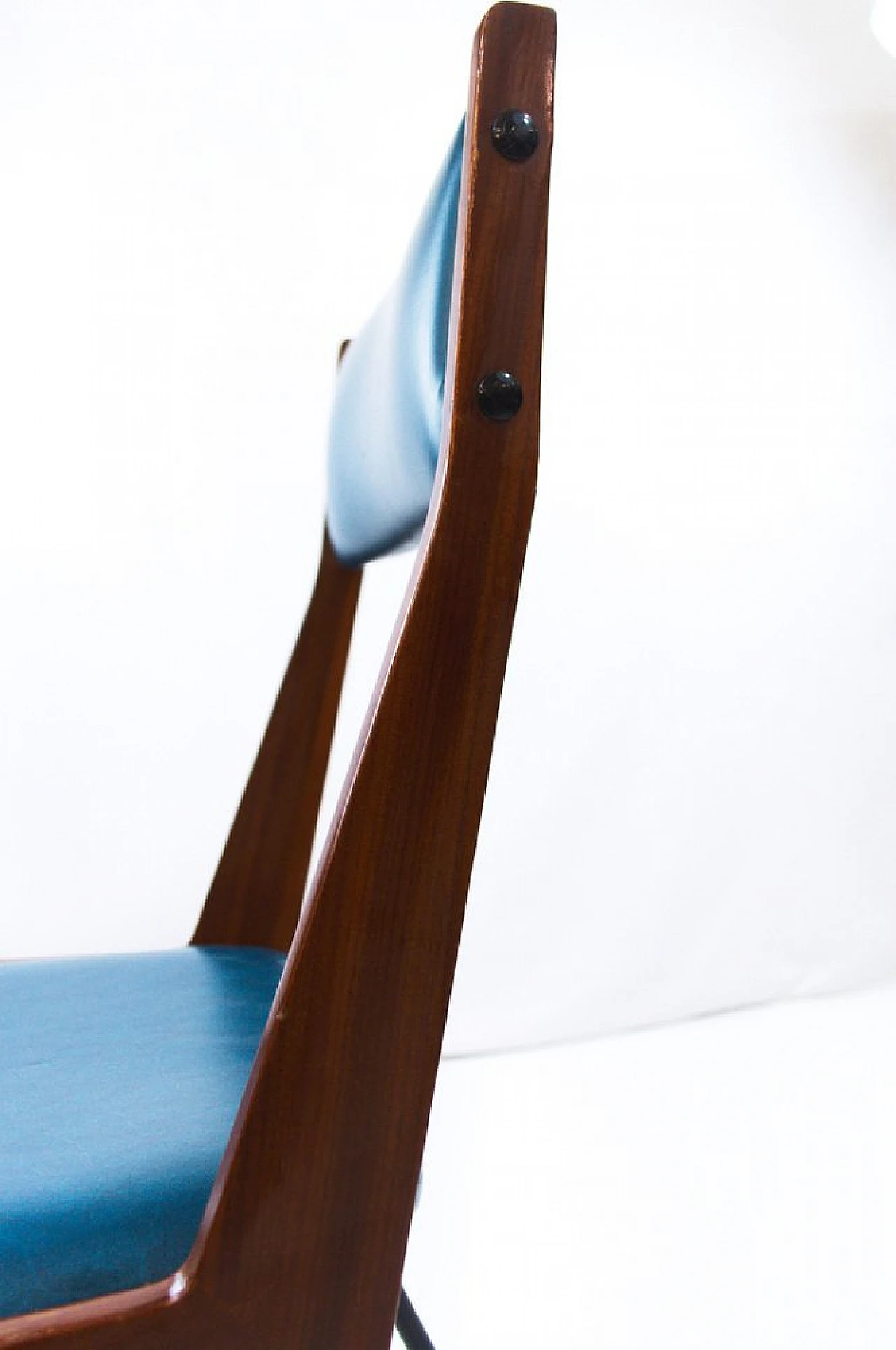 Chair in wood, black metal & blue leatherette by RB Rossana, 1950s 11