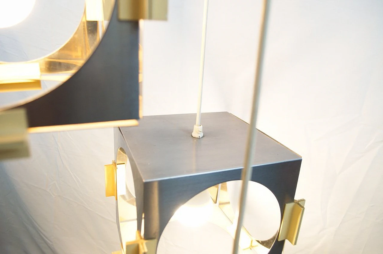 Chandelier with 3 metal cubes by G. Reggiani for Reggiani, 1970s 2