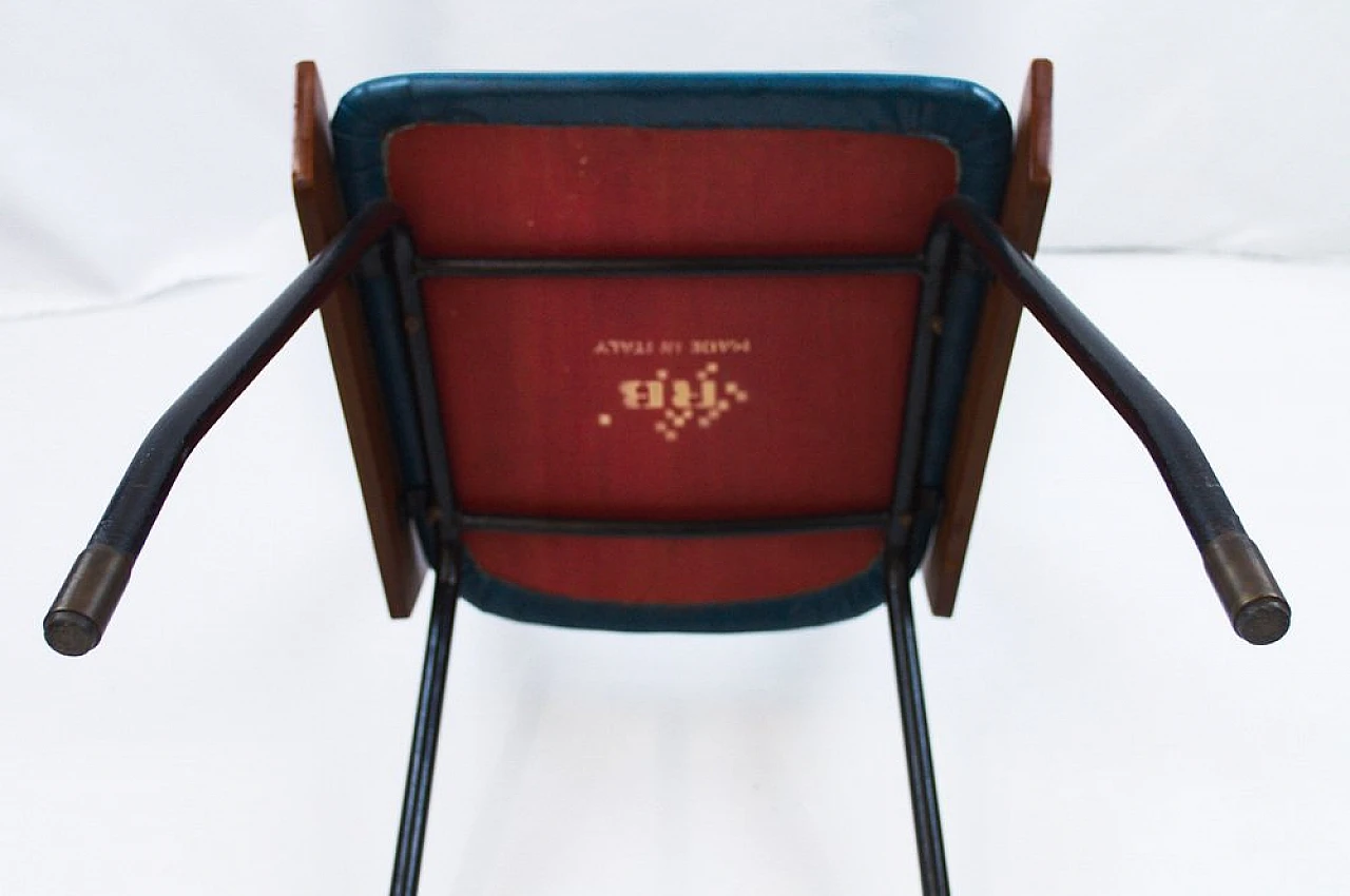 Chair in wood, black metal & blue leatherette by RB Rossana, 1950s 15