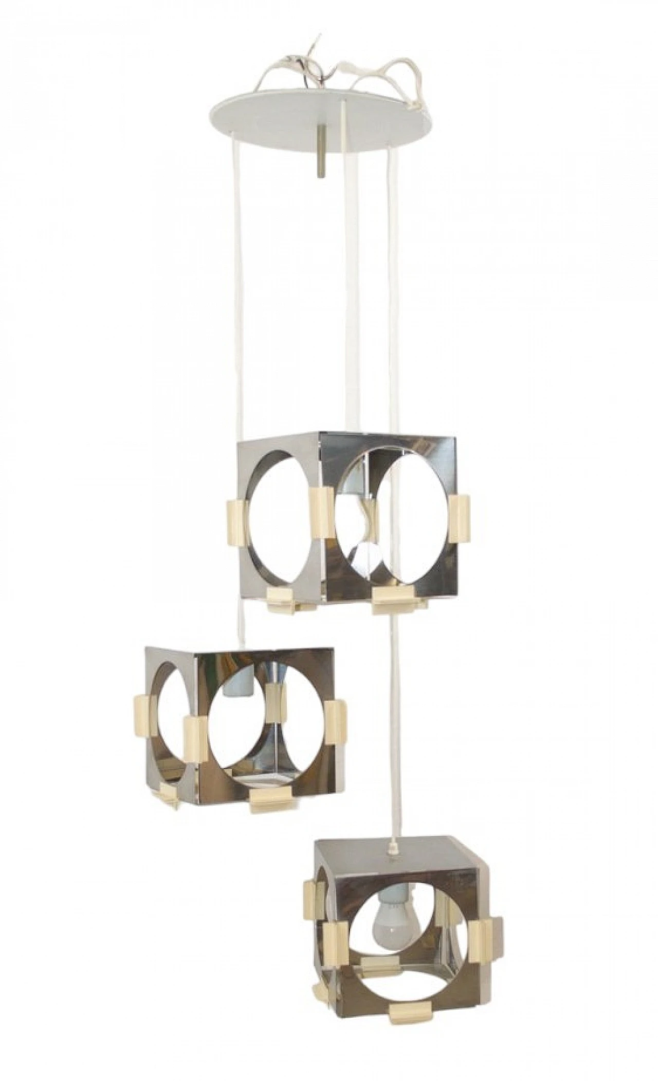 Chandelier with 3 metal cubes by G. Reggiani for Reggiani, 1970s 16