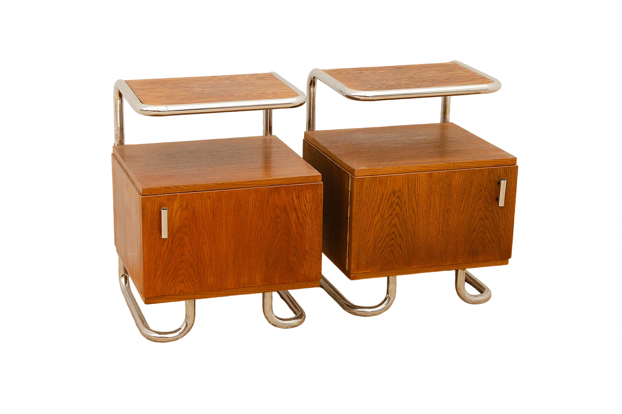 Pair of Bauhaus style bedside tables by Vichr & Spol for Kovona, 1950s 19