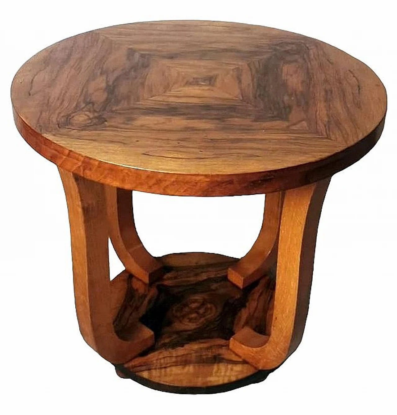 Art Déco coffee table in walnut burl with round top, 1930s 2