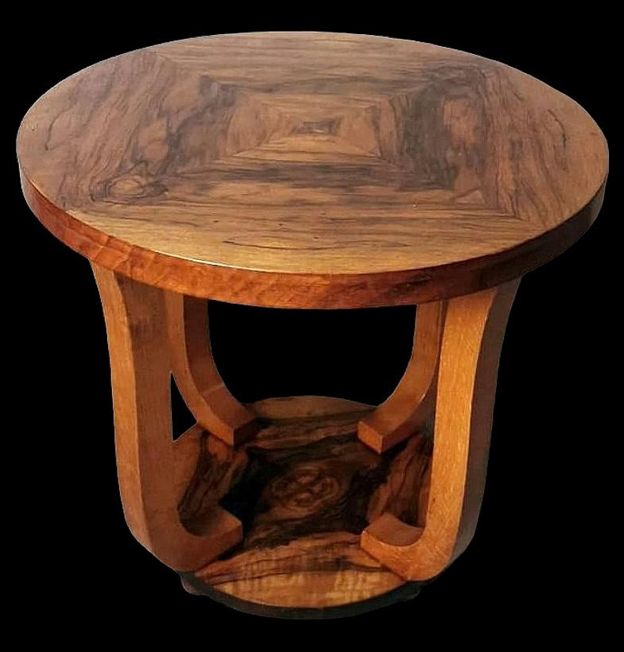 Art Déco coffee table in walnut burl with round top, 1930s 5