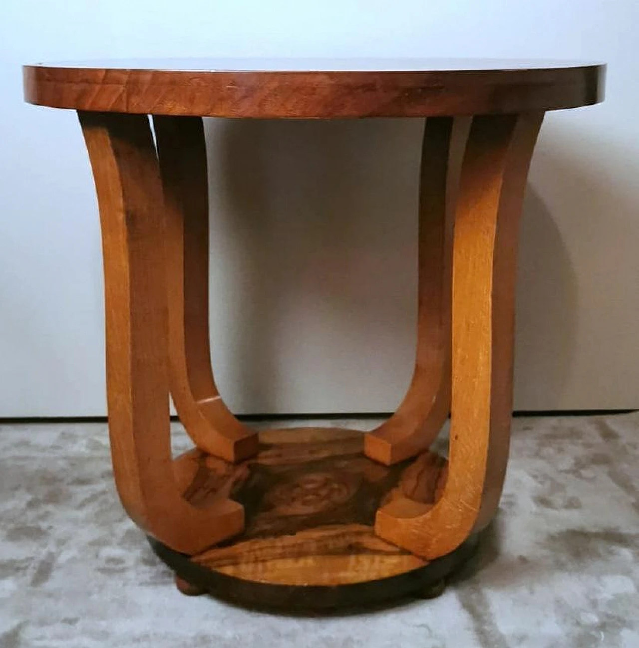 Art Déco coffee table in walnut burl with round top, 1930s 6