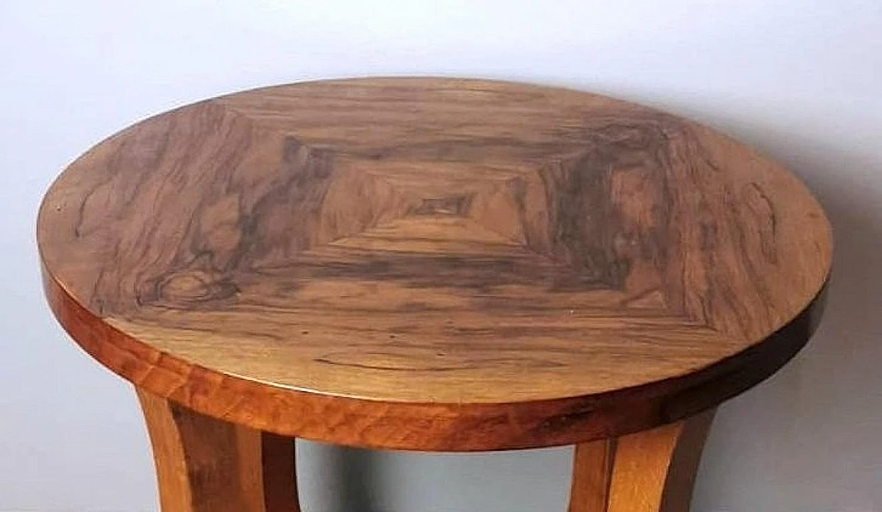 Art Déco coffee table in walnut burl with round top, 1930s 10