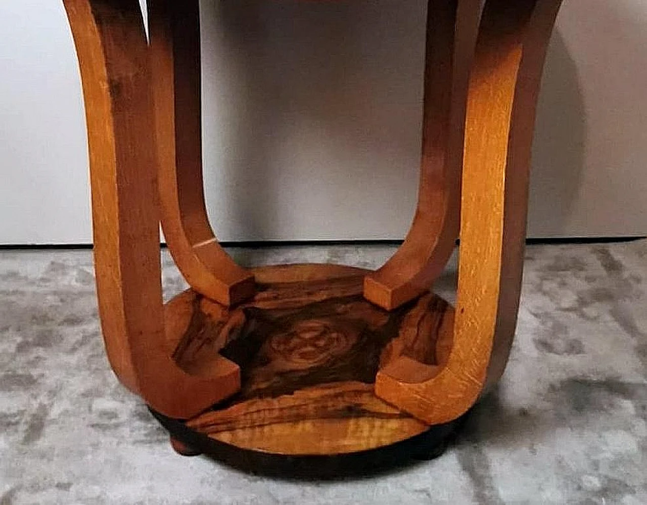 Art Déco coffee table in walnut burl with round top, 1930s 14