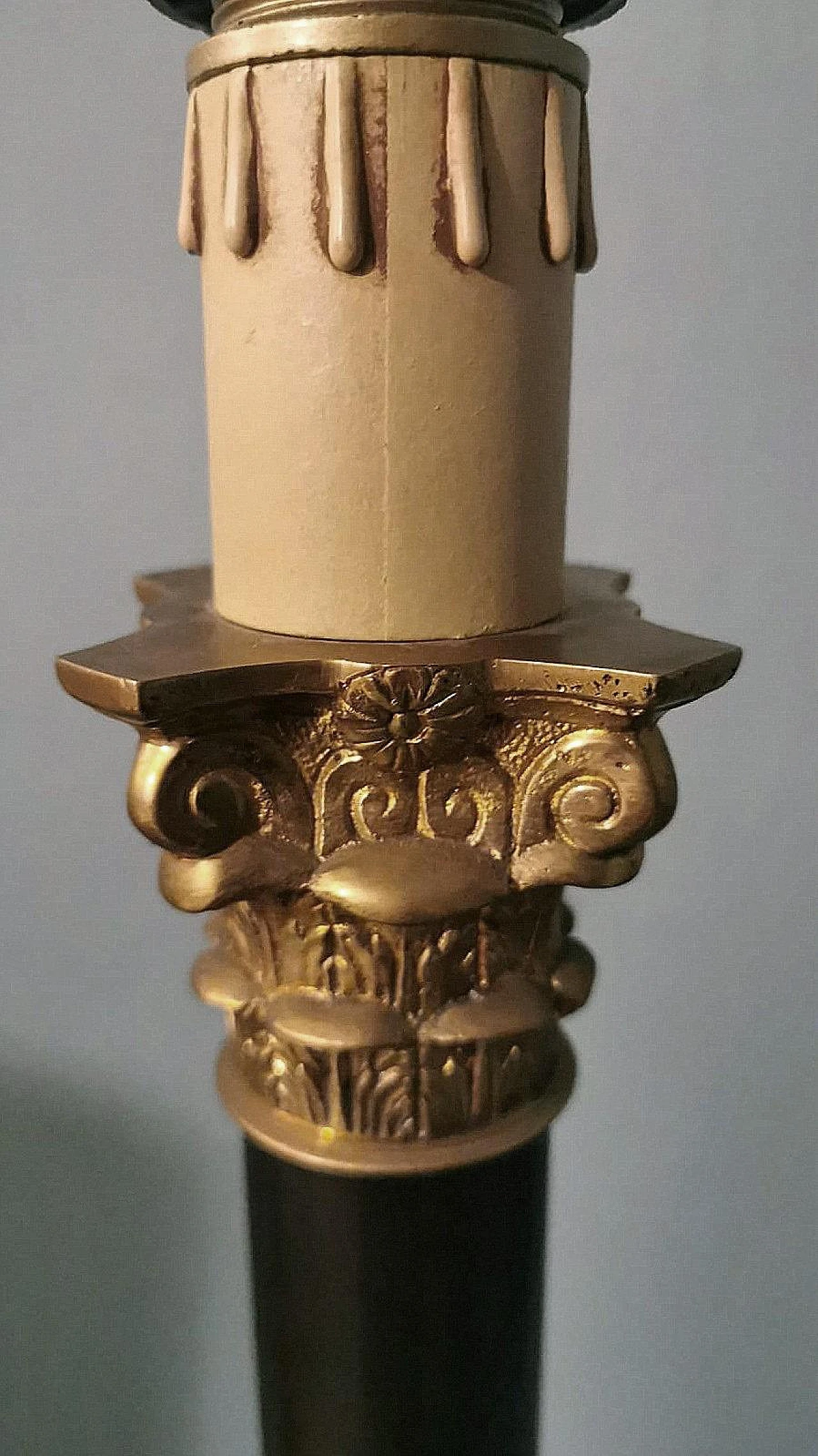 Coppia di Lampade da tavolo a colonna in bronzo e ottone stile Impero 15