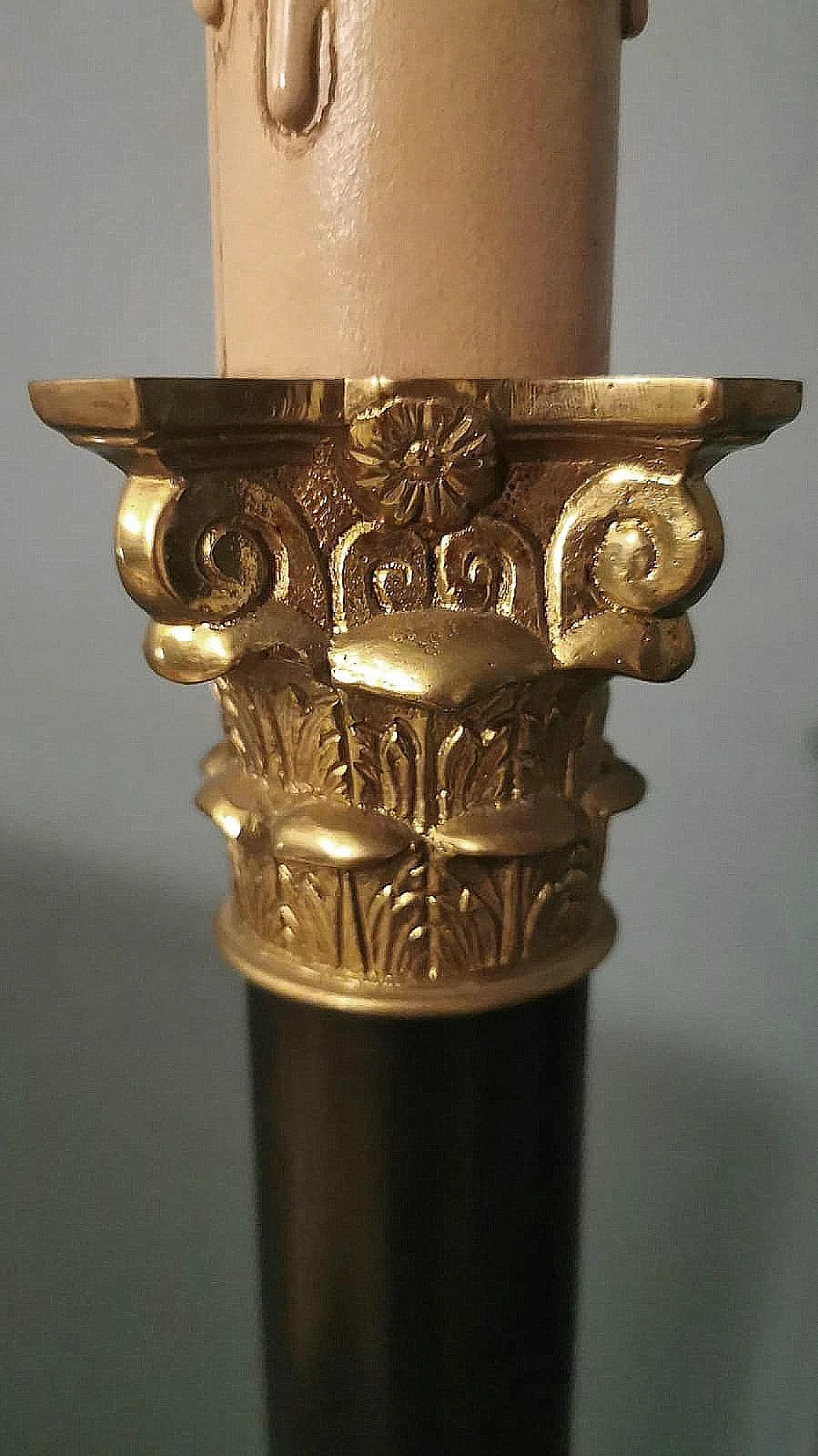 Coppia di Lampade da tavolo a colonna in bronzo e ottone stile Impero 16