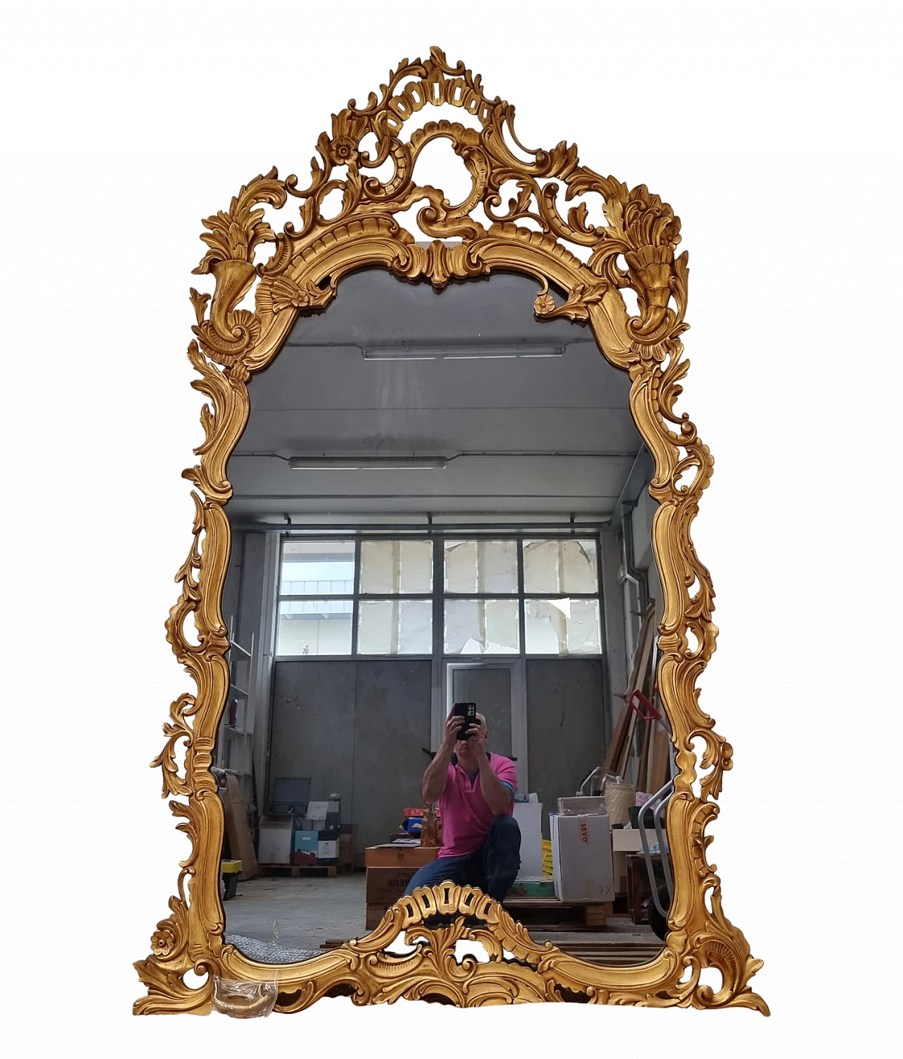 Baroque style carved and gilded wood mirror 7