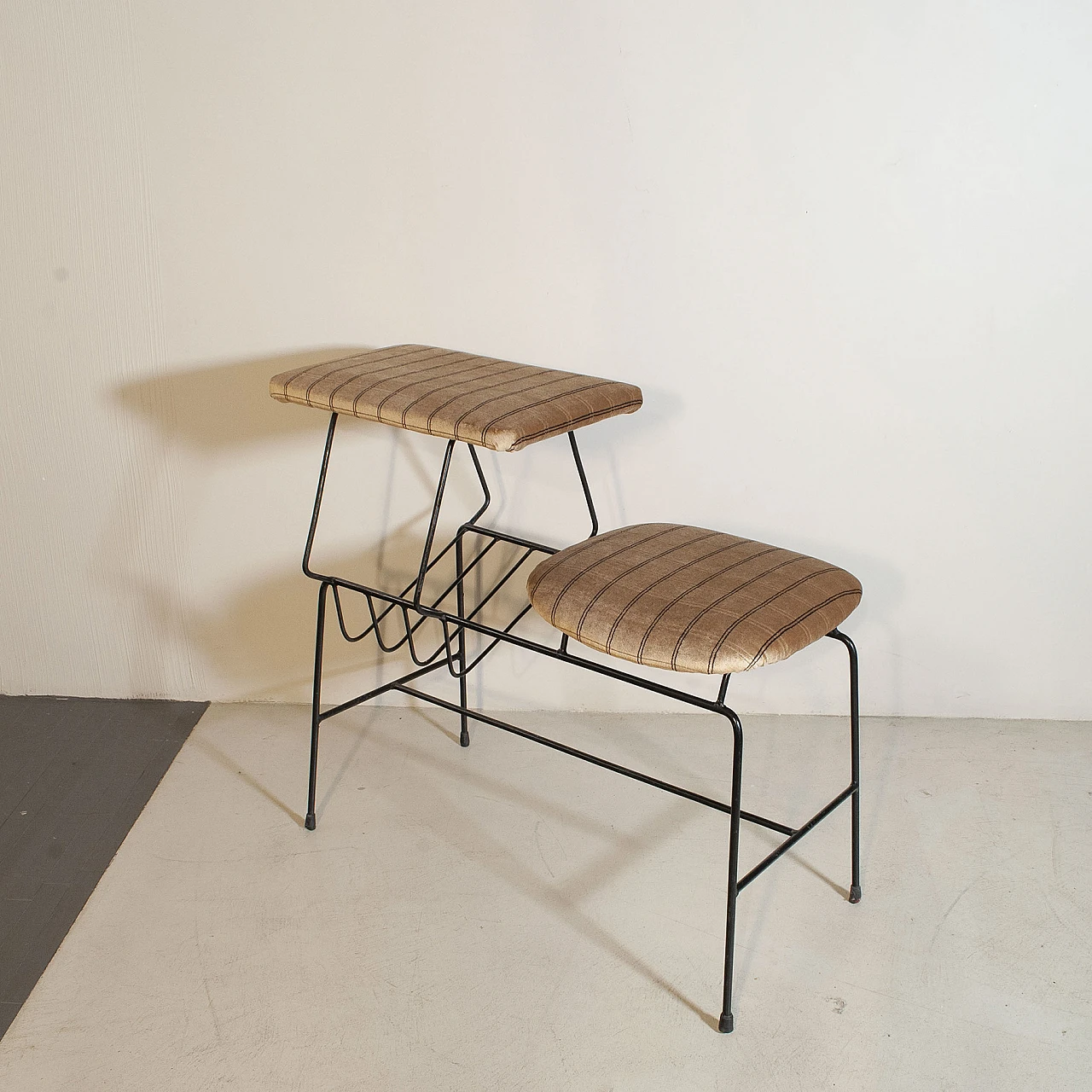 Bench in iron and fabric, 60s 1222033