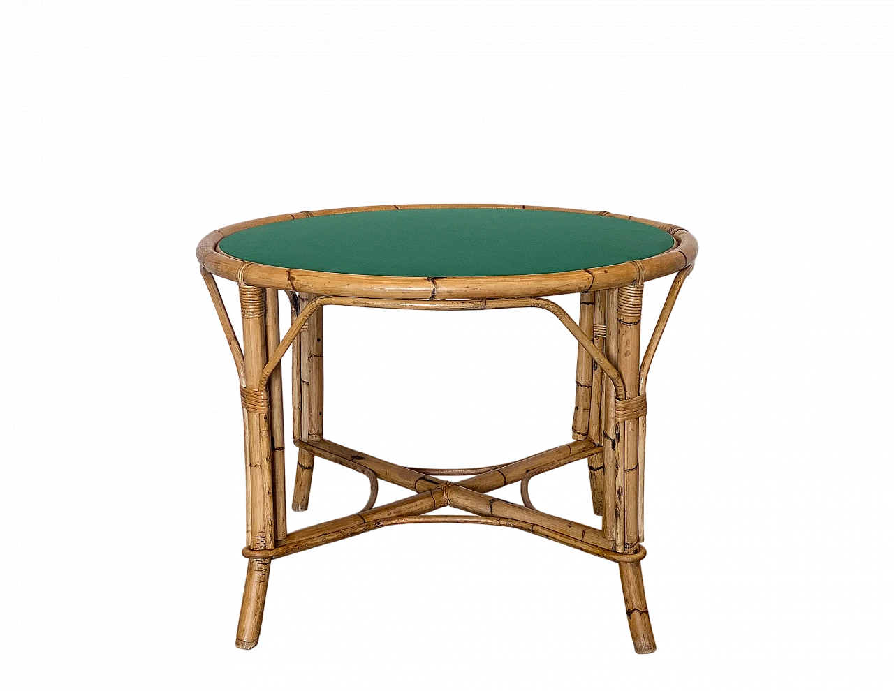 Bamboo game table with double-sided top, 1970s 14