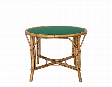 Bamboo game table with double-sided top, 1970s