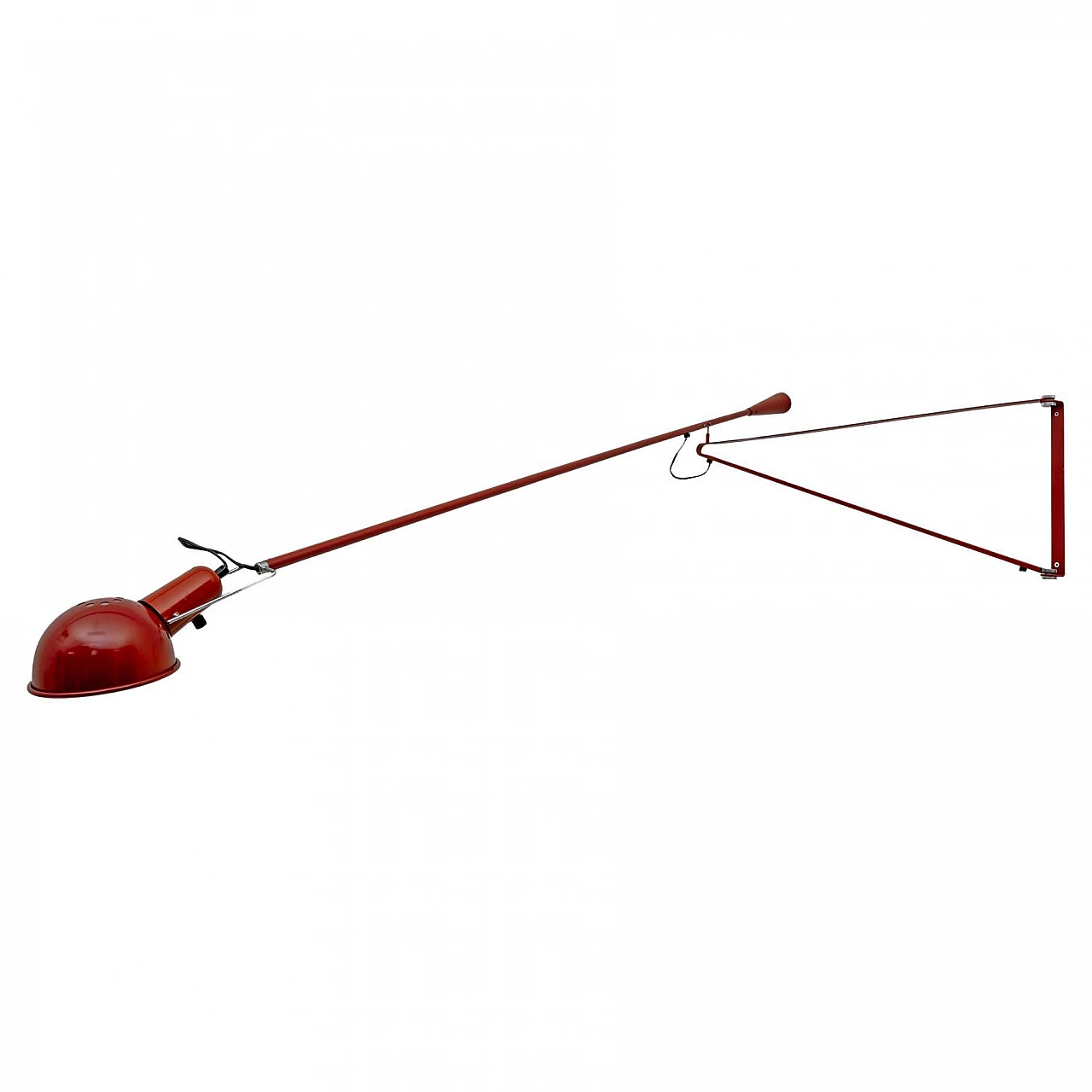 Wall light 265 in red enamelled iron by P. Rizzato for Arteluce, 1970s 1